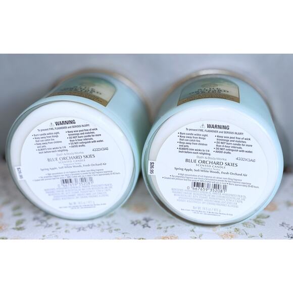 Lot of 2 Bath & Body Works Blue Orchard Skies Large 3-Wick Scented Candle 14.5oz - Picture 5 of 5